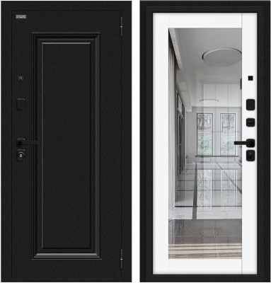 Дверь Браво Флэш МФ/SBlack Букле черное/White Silk